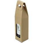 Natural Brown Kraft Single Bottle Wine Gift Boxes with Handle