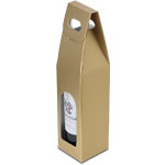 Gold Single Bottle Wine Gift Box with Handle