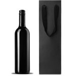 Black Single Bottle Premium Paper Wine Bags with Twill Handle