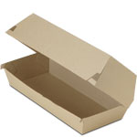 Natural Brown Kraft Sub Sandwich Corrugated Clamshell Container - 7.75 x 3.25 x 3 in.