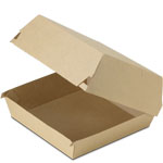Natural Brown Kraft Sandwich Corrugated Clamshell Container - 5 x 5 x 3 in.