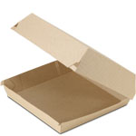Natural Brown Kraft Large Sandwich Corrugated Clamshell Container - 6.5 x 6.5 x 2.5 in.