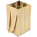 Natural Four Bottle Reusable Wine Tote