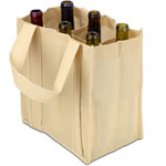 Natural Six Bottle Reusable Wine Tote