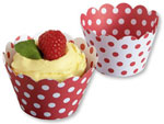 Red / White Reversible Cupcake Wrappers 9 x 3.75"