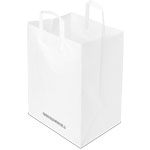 White Plastic Takeout Bags with Folded Loop Handle - 12 x 10 x 16" #8