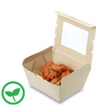 #1 Bamboo Compostable Takeout Containers w. Window and Sticker Seal