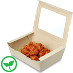 #3 Bamboo Compostable Takeout Containers w. Window and Sticker Seal