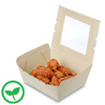 #8 Bamboo Compostable Takeout Containers w. Window and Sticker Seal