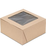 10 x 10 x 5" Recycled Brown Kraft Bakery Boxes with Window