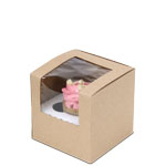4 x 4 x 4" Semi-Automatic Recycled Brown Kraft Pastry / Bakery Boxes with Window