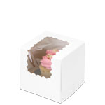 4 x 4 x 4" White Individual Cupcake Bakery Boxes with Window