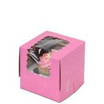 4 x 4 x 4" Pink Individual Cupcake Bakery Boxes with Window