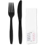 Black Poly Wrapped Cutlery Kits 6 - 7" (Knife, Fork, Salt, Pepper)