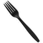 Black Disposable Plastic Poly Wrapped Forks - Heavy Weight 7.5"