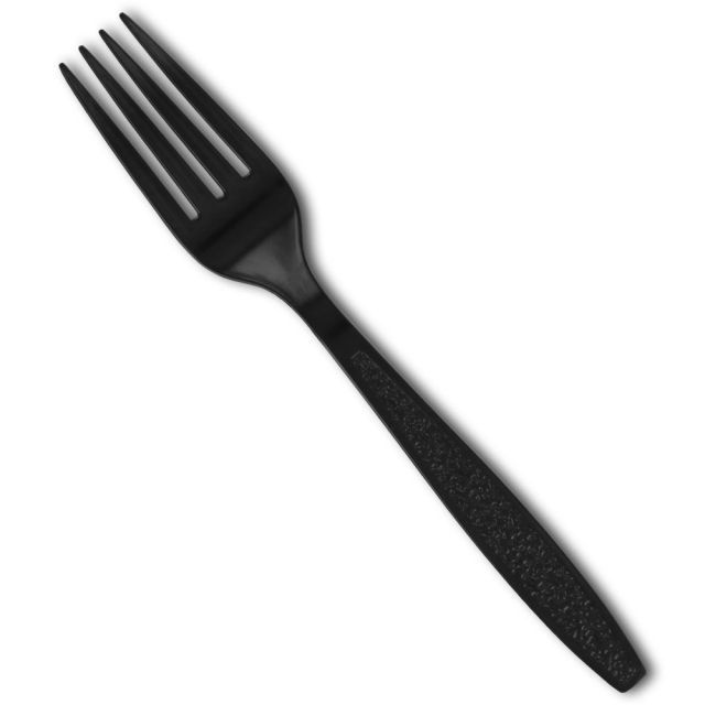 Black Disposable Plastic Poly Wrapped Forks - Heavy Weight 7.5"