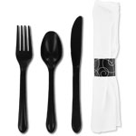 Hoffmaster Linen Like CaterWrap Pre-rolled Cutlery Set - WHITE