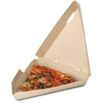 Natural Brown Kraft Pizza Corrugated Clamshell Container - 8.18 x 8.28 x 2 in.