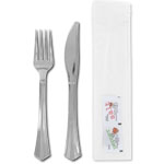 Reflections Cutlery Kit  WNA RefKit2 - Silver look 7.5" Fork, Knife, 2 Ply Napkin, S&P