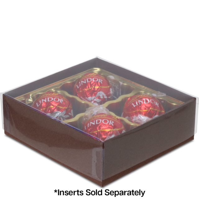 1/8 lb. Cocoa Candy Box with Clear Lid - 3.5 x 3.25 x 1.125 in.