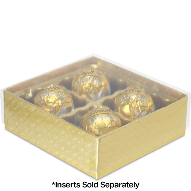 1/8 lb. Gold Diamond Candy Box with Clear Lid - 3.5 x 3.25 x 1.125 in.