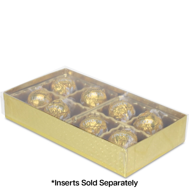 1/4 lb. Gold Diamond Candy Box with Clear Lid - 6.5 x 3.5 x 1.125 in.