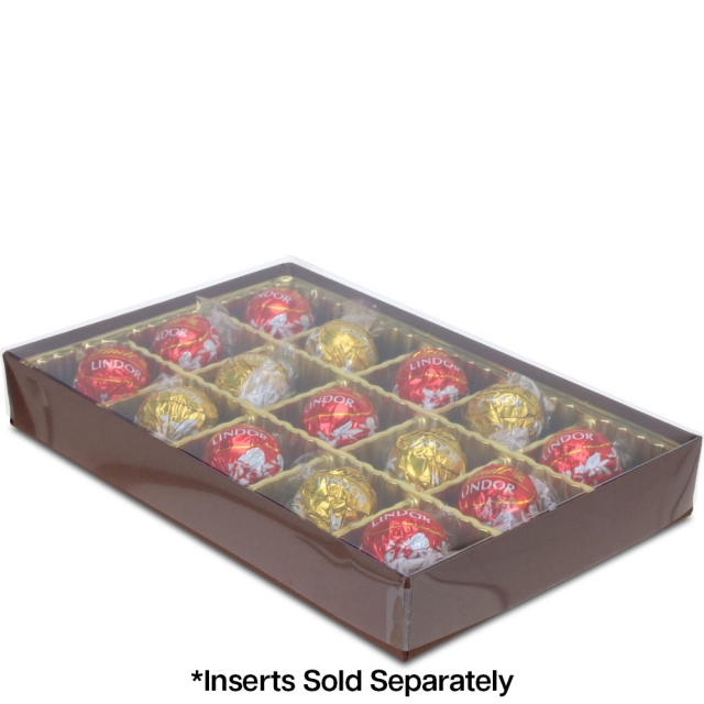 1/2 lb. Cocoa Candy Box with Clear Lid - 8.125 x 5.25 x 1.125 in.