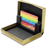 Gold Linen Gift Card Boxes w/ Black Interior