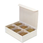 Wooden Medium Rectangle Collapsible Box with Attached Lid and 3 Divider Inserts - 6.5 x 8.5 x 2 in.