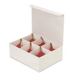 Wooden Medium Rectangle Collapsible Box with Attached Lid and 3 Divider Inserts - 6.5 x 8.5 x 3 in.