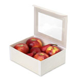 Wooden Medium Rectangle Collapsible Box with Attached Windowed Lid  - 6.5 x 8.5 x 3 in.