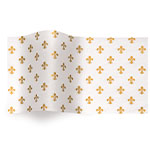 Gold Fleur De Lis on White Tissue Paper - Metallic Tissue paper- 20 x 30 in.