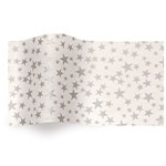 Silver Stars on White Tissue Paper - Metallic Tissue paper- 20 x 30 in.