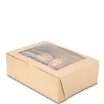 12 x 9 x 4" Recycled Brown Kraft Cupcake Bakery Boxes with Window
