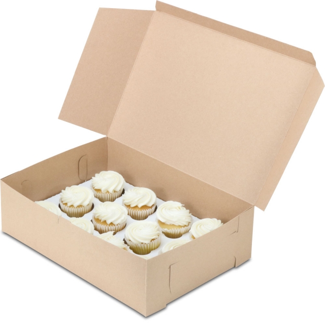 14 x 10 x 4" 100% Recycled Brown Kraft Cake Bakery Boxes