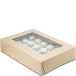 19 x 14 x 4" Recycled Brown Kraft Cupcake / Bakery Boxes with Window