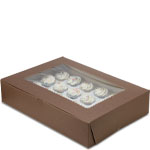 19 X 14 X 4" Chocolate Brown Cupcake Bakery Boxes with Window