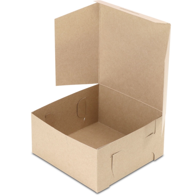 6 x 6 x 3" 100% Recycled Brown Kraft Bakery Boxes