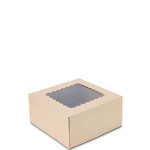 6 x 6 x 3" Premium Semi-Automatic Brown Kraft Pie / Bakery Boxes with Window
