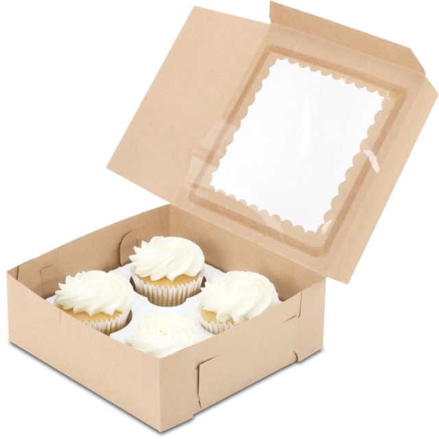 7 x 7 x 2.5" Recycled Brown Kraft Pie / Bakery Boxes with Window