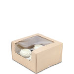 7 x 7 x 4" Recycled Brown Kraft Pastry / Bakery Boxes with Window