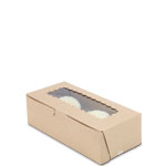 8 x 4 x 2.5" Recycled Brown Kraft Pastry / Bakery Boxes with Window