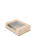 8 x 6 x 2" Semi-Automatic Recycled Brown Kraft Bakery Boxes with Waterfall Window