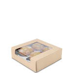 8 x 8 x 2.5" Semi-Automatic Recycled Brown Kraft Bakery Boxes with Waterfall Window