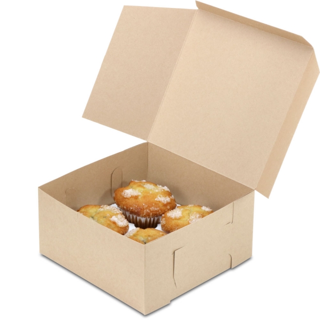 8 x 8 x 4" 100% Recycled Brown Kraft Deep Pie / Bakery Boxes