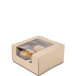 8 x 8 x 4" Recycled Brown Kraft Cupcake Bakery Boxes with Window