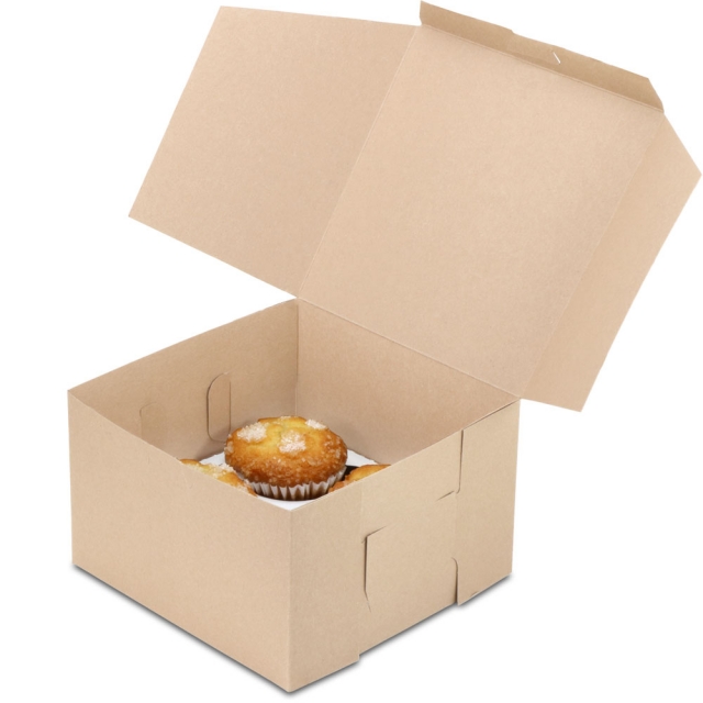 8 x 8 x 5" 100% Recycled Brown Kraft Bakery Boxes