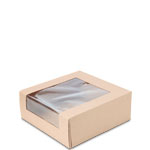 9 x 9 x 3.5" Semi-Automatic Recycled Brown Kraft Pie / Bakery Boxes with Waterfall Window