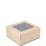 9 x 9 x 4" Premium Semi-Automatic Brown Kraft Deep Pie / Bakery Boxes with Window