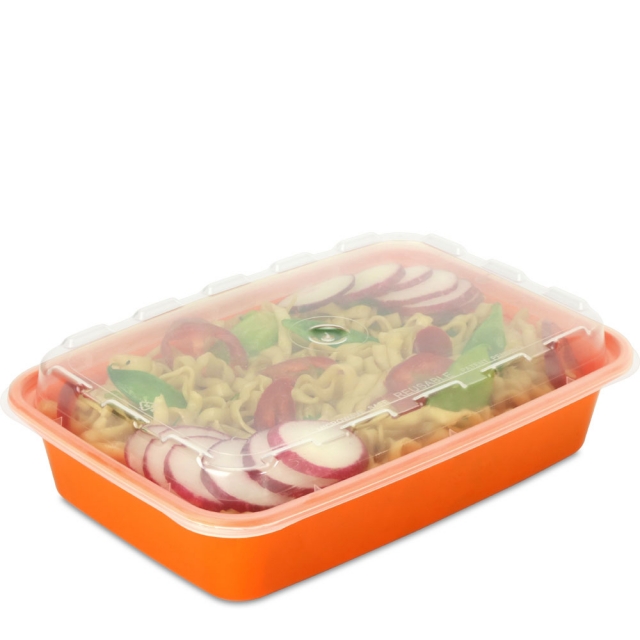 16 oz. Orange Plastic Meal Prep Container / Plastic Takeout Container